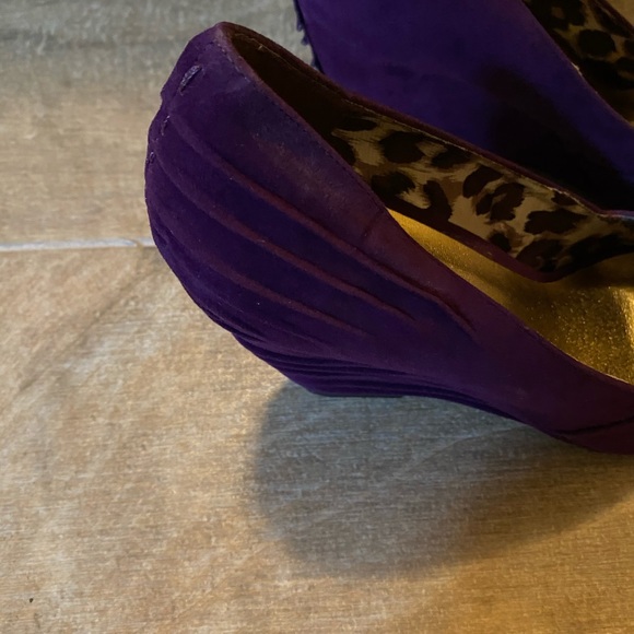 Purple suede wedge heels open toe - Picture 4 of 4